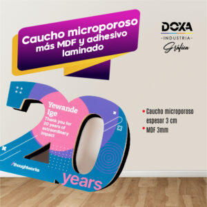 Caucho microporoso más MDF y adhesivo laminado
