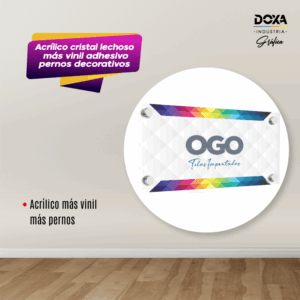 Acrílico cristal lechoso mas vinil adhesivo pernos decorativos