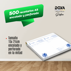 Recetarios A5 encolados y perforados