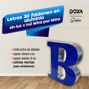 Letras 3D Faldoneo en aluminio sin luz x m2 letra x letra