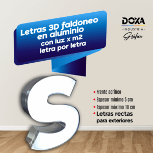 Letras 3D Faldoneo en aluminio con luz x m2 letra x letra
