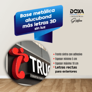Base metalica alucobond + letras 3D sin luz