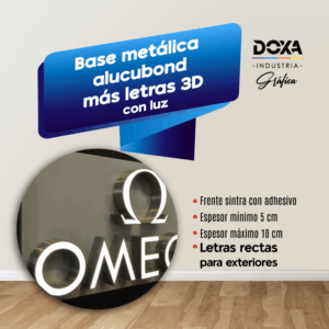 Base metalica alucobond + letras 3D con luz