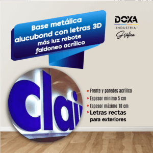 Base metalica alucobond 3D con luz  faldoneo en acrilico