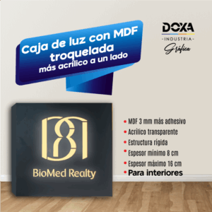 Caja luz con MDF troquelada + acrílico un lado
