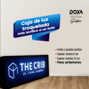 Caja luz acrílica troquelada un lado