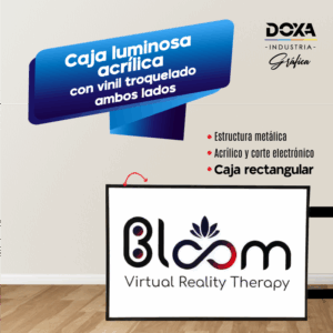 Caja luminosa rect, acrílica ambos lados vinil troquel