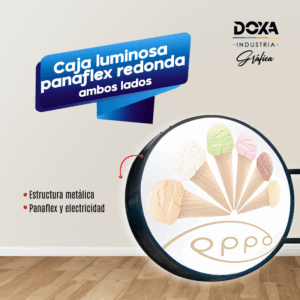 Caja luminosa redonda panaflex ambos lados