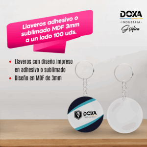 Llaveros adhesivo o sublimado MDF a un lado 100uds.