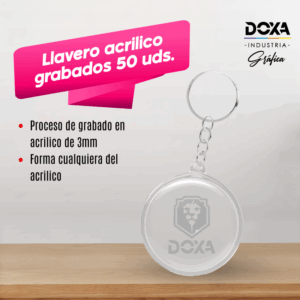 Llaveros acrílico grabados 50uds.
