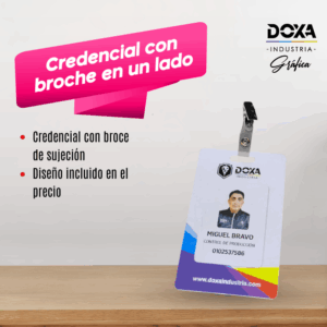 Credencial con broche en un lado