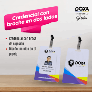 Credencial con broche en dos lados
