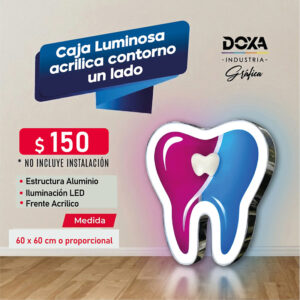 Caja Luminosa acrílica contorno un lado