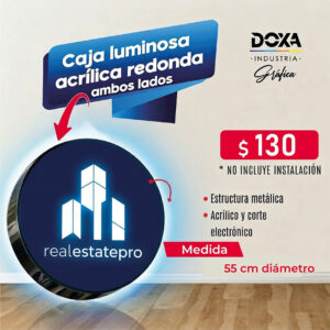 Caja luminosa acrílica redonda ambos lados