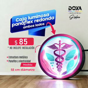 Caja luminosa panaflex redonda ambos lados