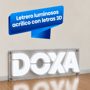 Letrero luminoso acrílico con letras 3D