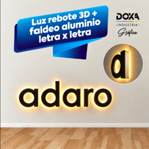 Luz Rebote 3D más Faldoneo Aluminio Letra x Letra