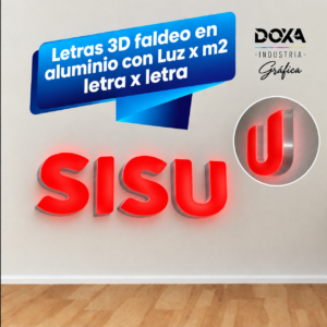 Letras 3D Faldoneo en aluminio con Luz x m2 Letras x Letra SISU